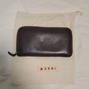 Marni Dark Gray Leather Wallet, Unisex
